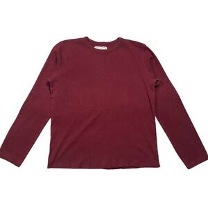 Vintage 90s Abercrombie & Fitch Burgundy Long Sleeve Crew Neck Shirt Top Large